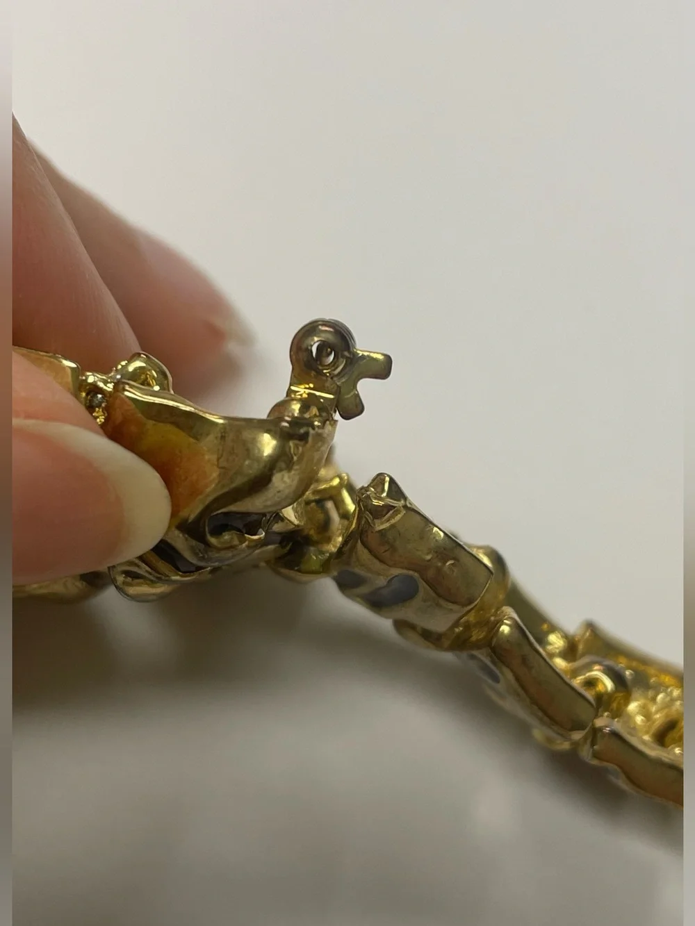 Vintage Articulated Gold-tone Prowling Panther Brooch with Green Eyes